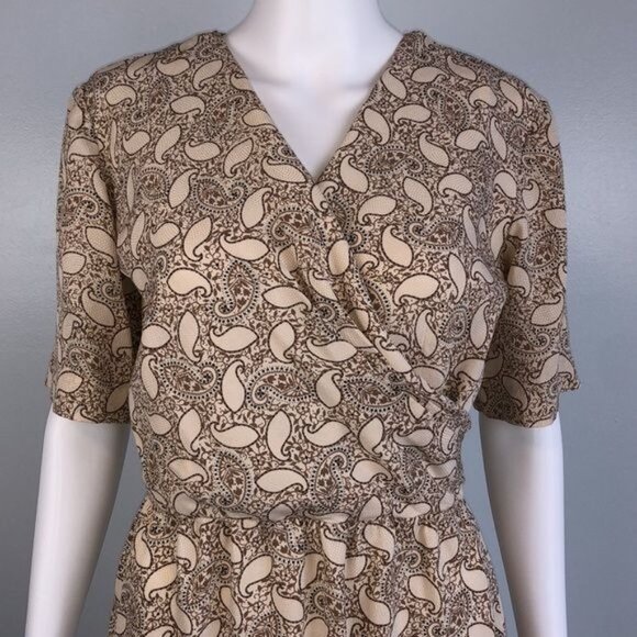 VINTAGE Liz Claiborne Paisley Silk Dress - M - Picture 4 of 9